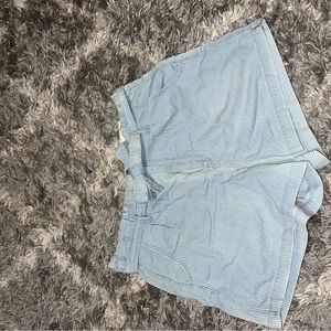 Pin stripped tie-front detail mom shorts